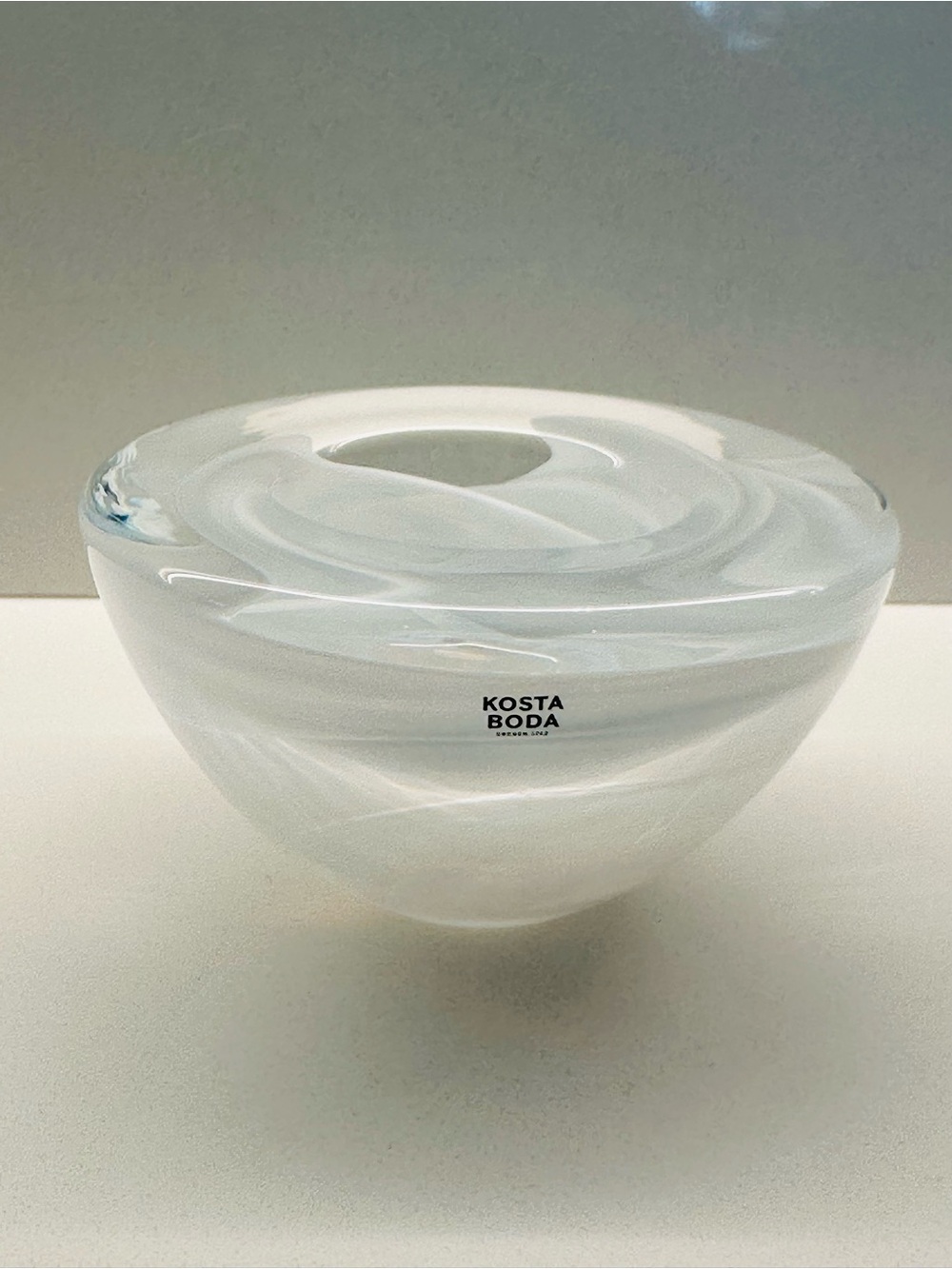 Kosta Boda Swirled White Votive Candle Holder